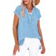 thumbnail image 3 of Eres Más Que una Camisa de Puntuación de Prueba Estilo Casual de Manga Corta de las Mujeres V Cuello Blusa Superior, Camisas de Manga Corta para las Mujeres Pullover de Botón Casual, 3 of 7