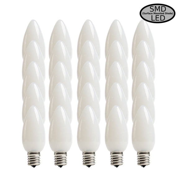 EZLS Pure White Opaque C9 SMD LED Replacement Bulb, 25 Pack