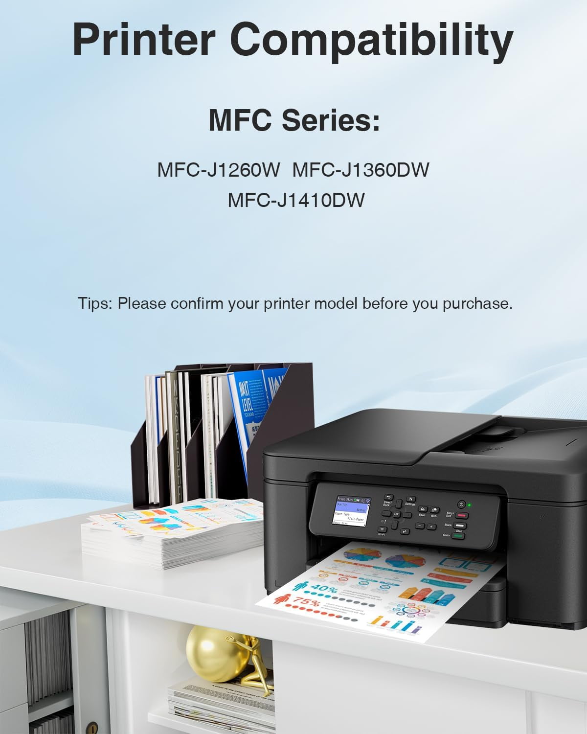LC501XL LC501 Ink Cartridges High Yield Compatible for Brother LC501 Ink Cartridges LC501XL LC 501 XL Work with Brother MFC-J1360DW MFC-J1410DW MFC-J1260W Printer Ink (Black Cyan Magenta Yellow, 4P)