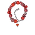 thumbnail image 2 of Delight Jewelry Silvertone Small Long Orange Heart Red Paw Print Bead Bracelet, 7"+2", 2 of 4