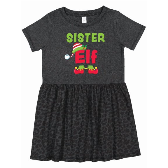 Inktastic Christmas Sister Elf Girls Toddler Dress