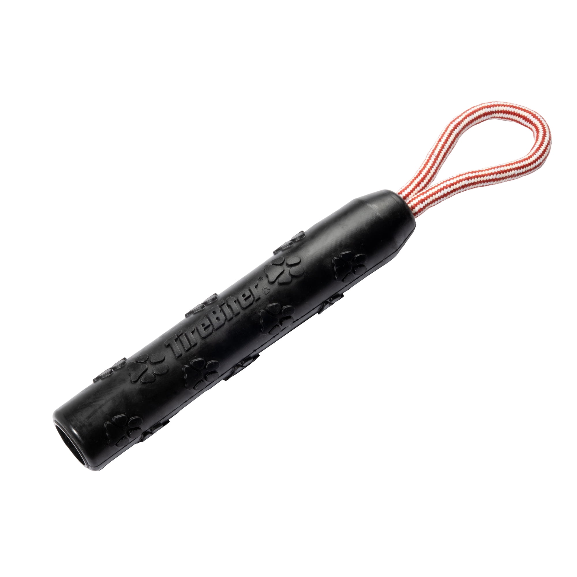 Mammoth TireBiter Advanced Retriever Rubber Dog Toy w/Cottonblend Assorted Color Loop Rope Handle, 11"