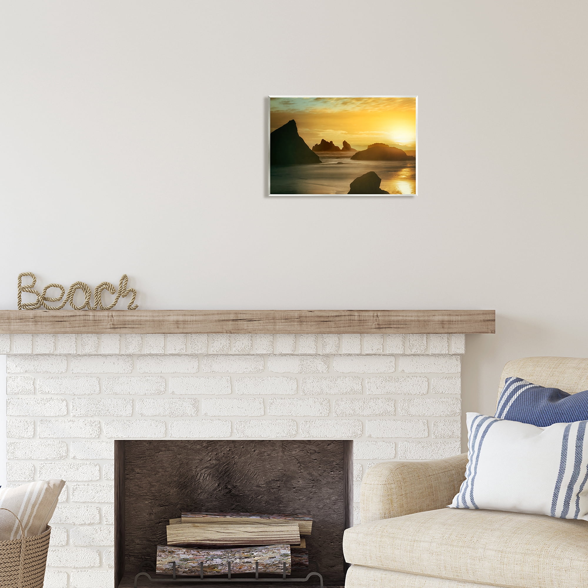 Stupell Industries Sea Stacks at Sunset Nature Photography Unframed Art Print Wall Art, 15 x 10