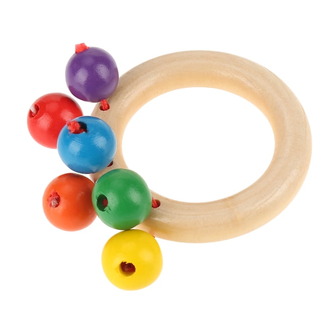Sonajeros de madera seguros para bebés, juguetes educativos musicales tempranos para bebés, juguetes con forma de anillo