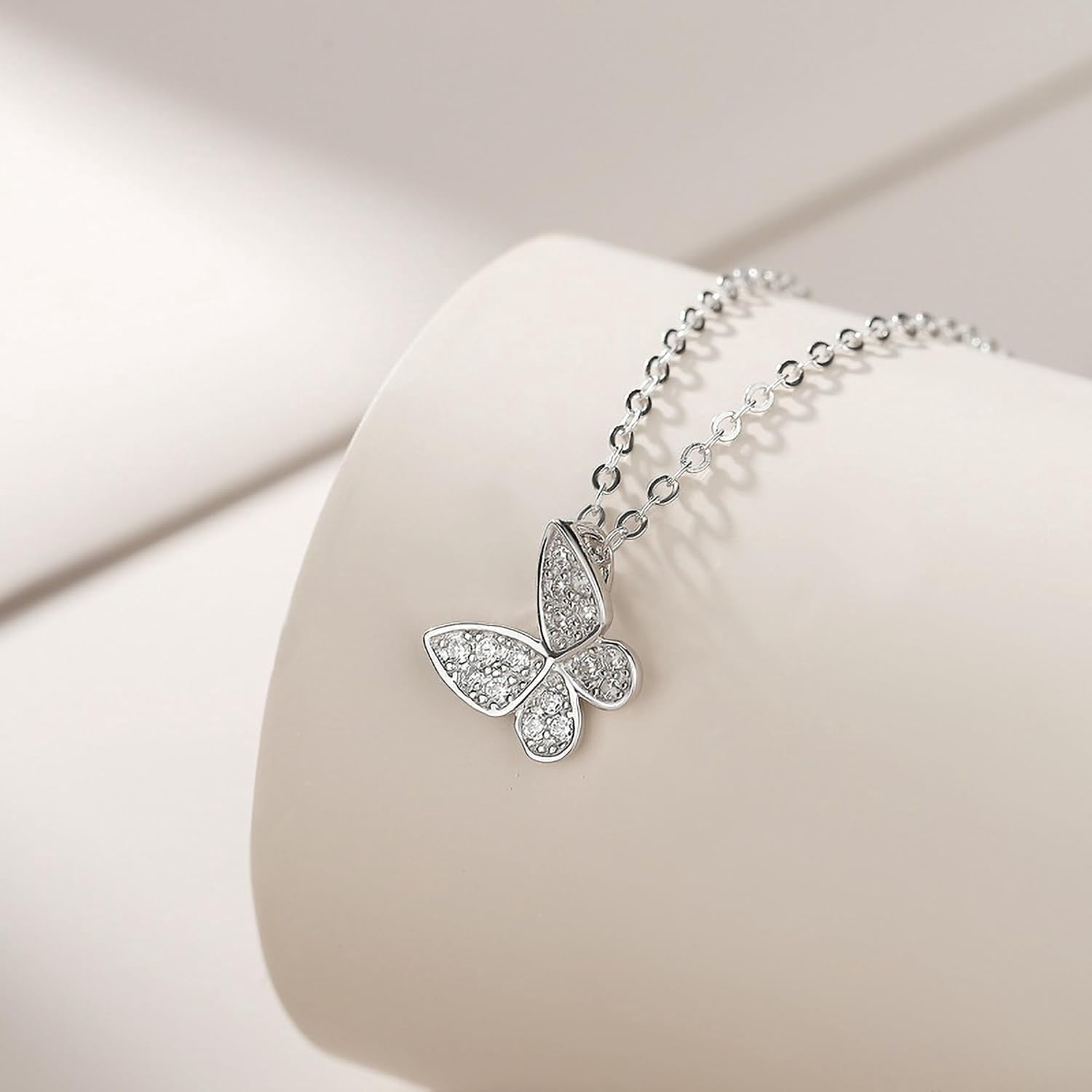 14K Gold Plated Butterfly Necklaces for Women 925 Sterling Silver Cute Butterfly CZ Pendant Necklace Dainty Insect Animal Charm Chain Necklace Jewelry Birthday Gifts for Mom Daughter