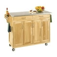 thumbnail image 3 of Hawthorne Collections 49" Wood Kitchen Cart with Stainless Steel Top in Natural, 3 of 10