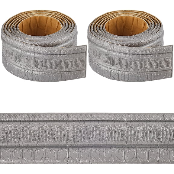 181×3.15 inch 15.08Ft Vine Pattern PMolding Peel Stick Self Adhesive Gray Flexible Foam Trim 3D Sticky Decorative Wallpaper Border Wall