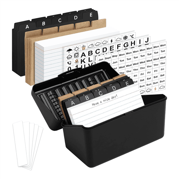 3inchx5inch Index Card Holder with Lock, Box Organizer Storage , for Home Recipes Address Office