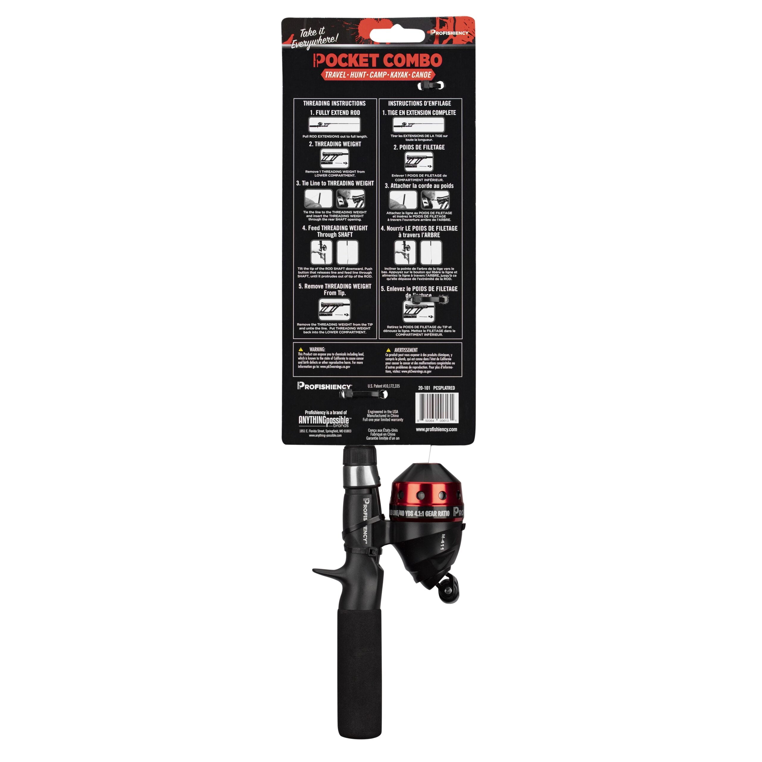 ProFISHiency Red Splat Fiberglass Pocket Spincasting Fishing Combo