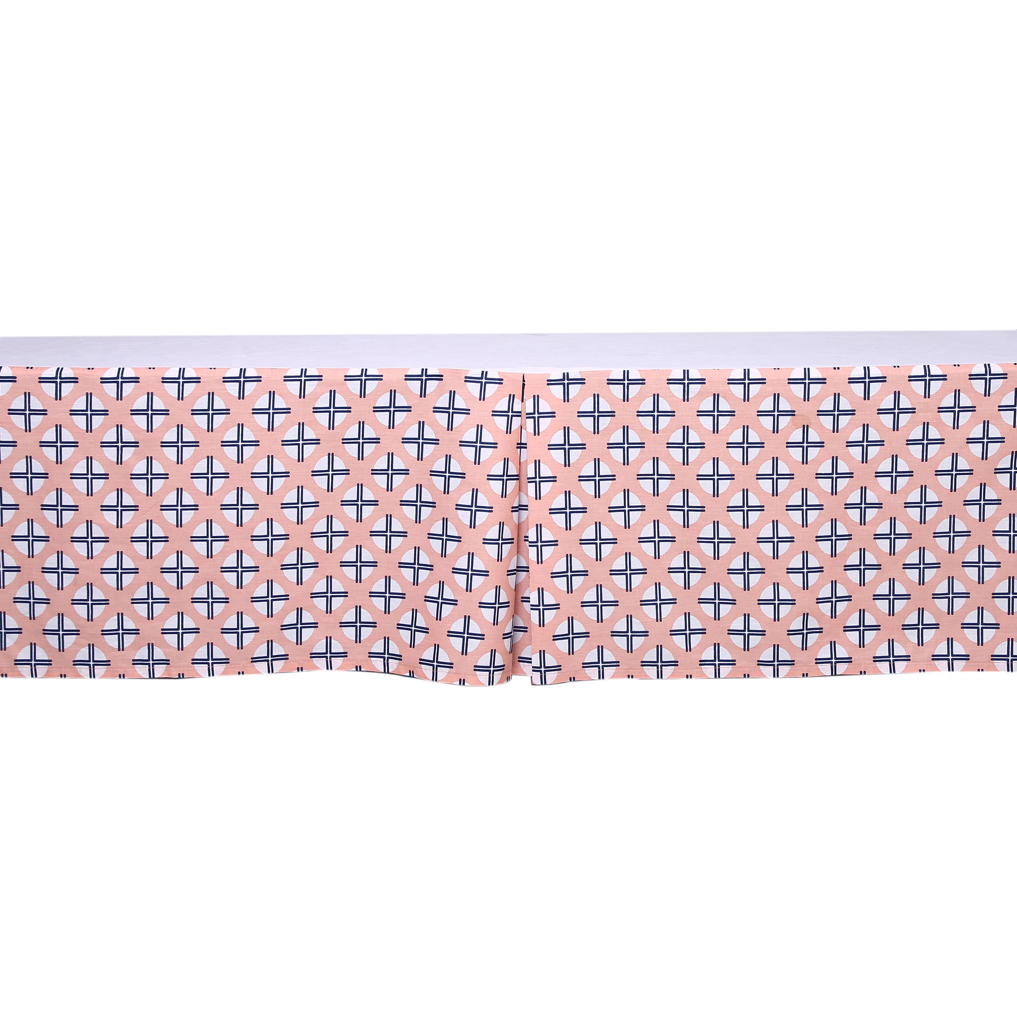 Bacati - Multiple Options of Crib or Toddler Bed Skirt or Dust Ruffle 100% Cotton Percale, Tribal Olivia Coral/Navy