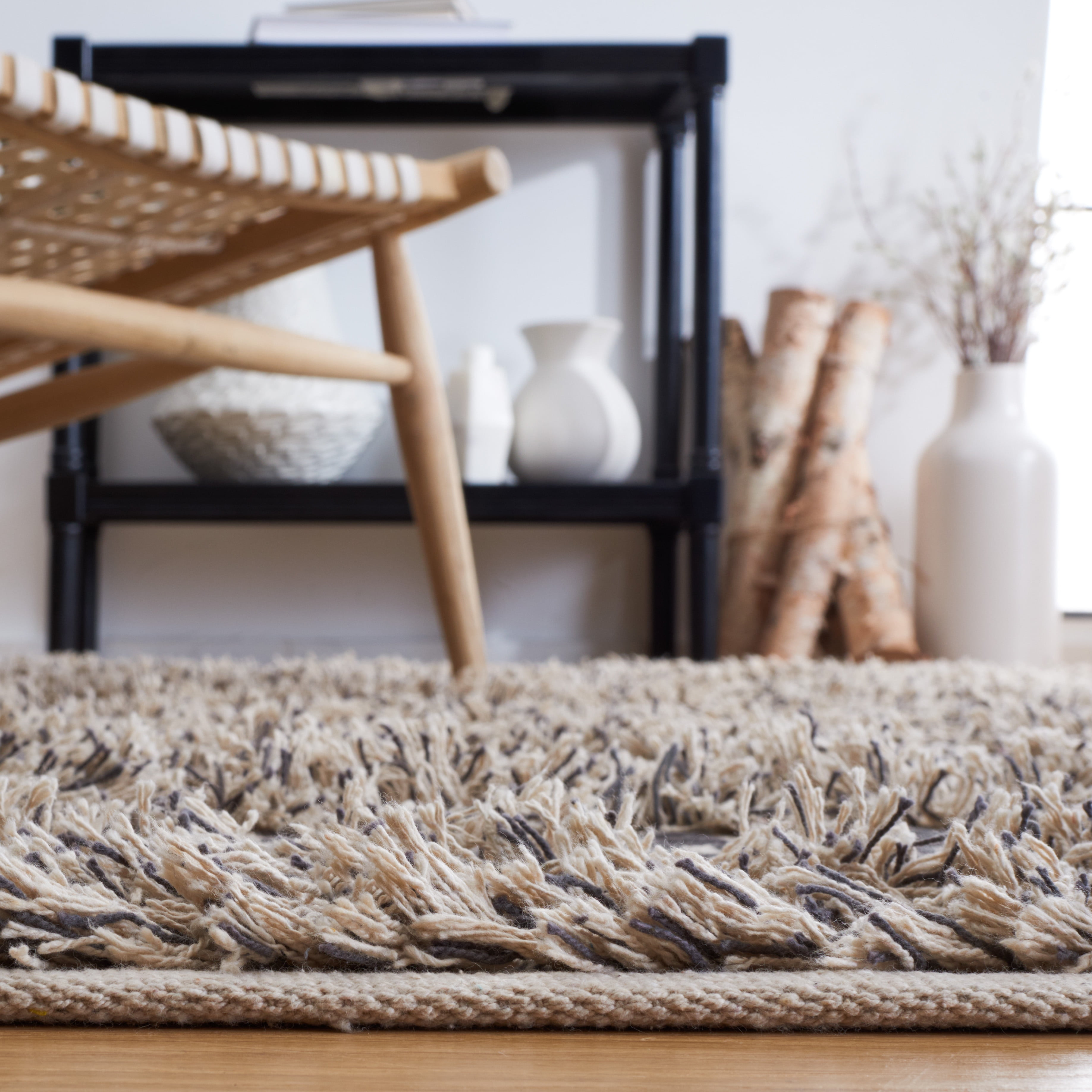 SAFAVIEH Natura Trinity Geometric Cotton Area Rug, Grey/Ivory, 5' x 8'