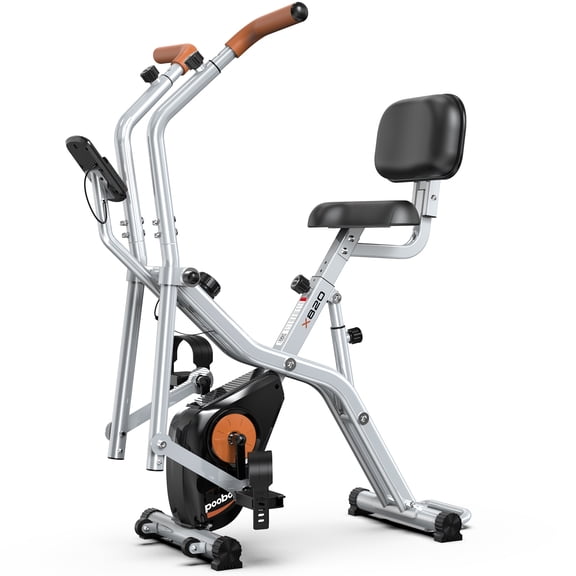 Pooboo Magnetic Exercise Bike for Seniors with Arm Exerciser, Quiet Foldable Cycle for Home