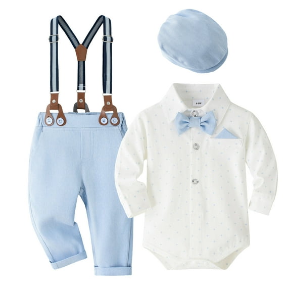 Ketyyh-chn99 Boy Suit Toddler Boys Formal Dress Outfit Toddler Boy Dress Clothes Outfit Button Down Shirt Pants Set Size for 9-12 Months,Light Blue