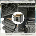 thumbnail image 3 of Wicker Outdoor Grill Cart, Rolling Kitchen Island on Wheels with Storage Cabinet, Extended Plastic Wood Table Top, for Patio Backyard Garden Poolside, Double Handle Design (Grey), 3 of 9