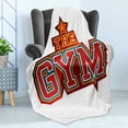 thumbnail image 4 of Fitness Soft Flannel Fleece Throw Blanket, Vibrant the Gym Sign with Star Workout Bodybuilding Exercise, Cozy Plush for Indoor and Outdoor Use, 70" x 90", Red Petrol Blue Orange, by Ambesonne, 4 of 5