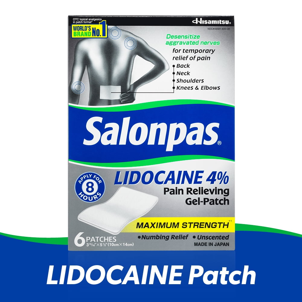 Salonpas Lidocaine Maximum Strength Pain Relieving GelPatch, 6 ct