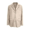 thumbnail image 4 of Women's Western Style Faux Suede Motorcycle Jacket, Autumn Winter Casual Blazer, Oversized Lapel Button Down Coat, Retro Inspired Outerwear, Versatile Everyday Jacket Beige L, 4 of 4