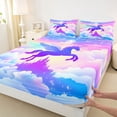 thumbnail image 4 of Erosebridal Cute Unicorn Silhouette Full Size Sheets，Girls Unicorn With Wings Print Bed Sheets For Kids Girls 4-Piece, 4 of 6