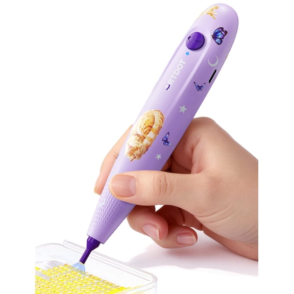 ARTDOT Wireless Vacuum Pen for Diamond Art Kit for Adults, Long-Lasting Electric Pen for Diamond Painting Accessories and Tools Purple