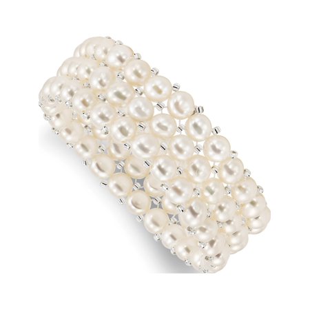 - 6-7mm Button FWC Pearl Plastic Beaded 3-row Stretch Bracelet
