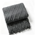 thumbnail image 5 of ROSEKIND Diamond Textured Tassel Throw Blanket, Soft Knitted Decorative Blankets 60X80inch., 5 of 6