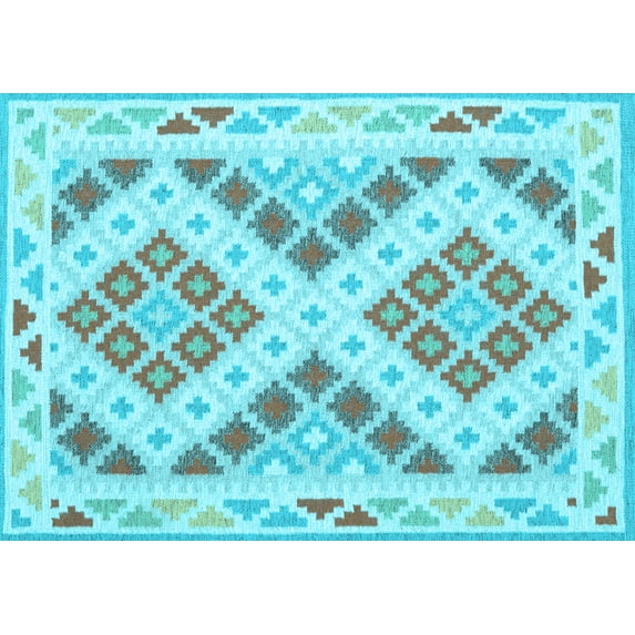 Ahgly Company Indoor Rectangle Southwestern Light Blue Country Area Rugs, 2' x 3'
