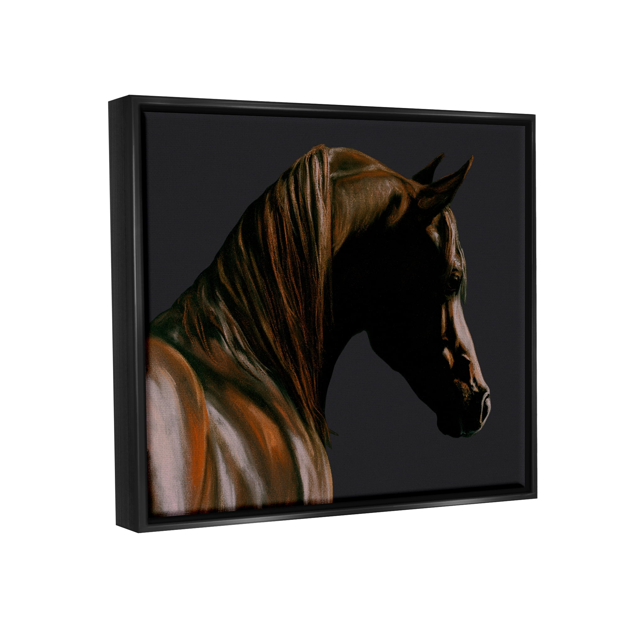 Stupell Industries Brown Horse Portrait Animals & Insects Painting Black Floater Framed Art Print Wall Art, 31 x 25