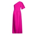 thumbnail image 6 of Wedding Guest Dresses for Women One Shoulder High Waist Formal Cocktail Party Dress Short Sleeve Side Slit Maxi Dress, 6 of 6
