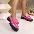 thumbnail image 6 of XUNKUSGA Loafers for Women Cute Bowknot Round Toe Leather Dress Shoes Fashion Color Block Thick Heel Anti Slip Womens Slip On Shoes for Work Daily,Pink,8.5, 6 of 9