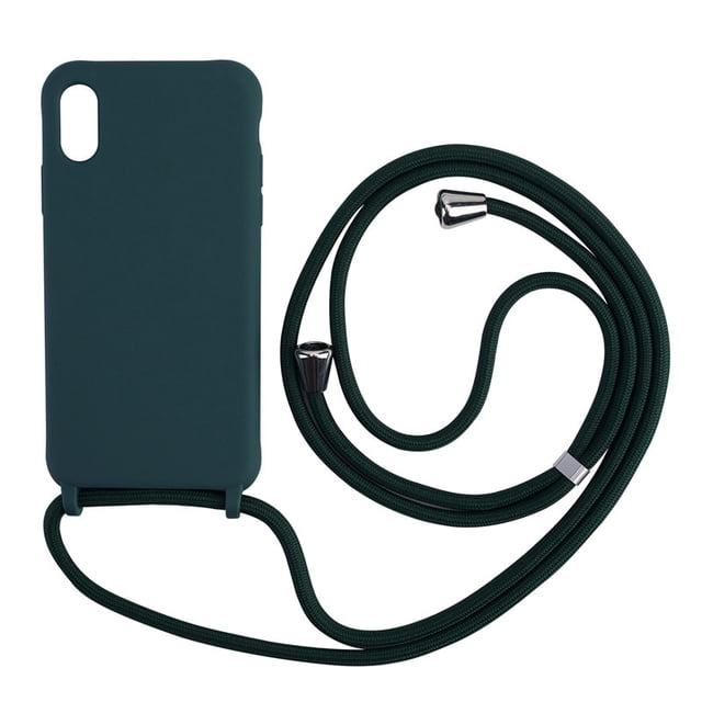 Funda de teléfono con collar de silicona líquida para iPhone 14 13 12 Pro 11 Pro XS MAX X XR 6 7 8 Plus SE, funda con cordón cruzado Tan Jianjun unisex
