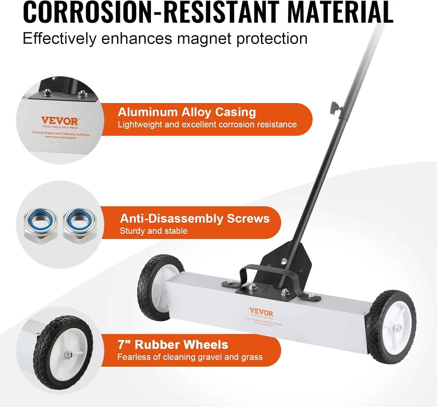 55Lbs Rolling Magnetic Sweeper with Wheels,Push-Type Magnetic Pick Up Sweeper, 36-inch Large Magnet Pickup Lawn Sweeper with Telescoping Handle, Easy Cleanup of Workshop Garage Yard
