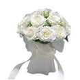 thumbnail image 1 of Ramo de novia con flores artificiales para boda, ramo de dama de honor para boda blanco, 1 of 9