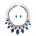 thumbnail image 1 of Golden Tone Ocean Faux Topaz White Rhinestone Accented Necklace Earring Set, 1 of 5