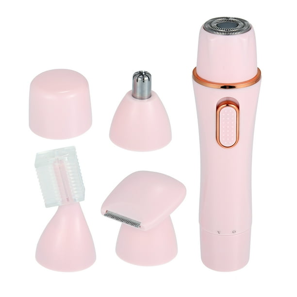 Facial Hair Removal for Women, 4 in 1 Hair Trimmer Hair Remover for Eyebrow, Legs, Bikini, Nose, with USB Charger, Pink