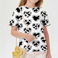 thumbnail image 6 of LYEAA Crewneck T Shirts Girls Short Sleeve Basic Tee Lightweight Pullover Cow Print Funny Casual Tops Black 13T, 6 of 8