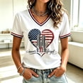 thumbnail image 2 of Women's 9/11 Never Forget Memorial V-Neck Short Sleeve T-Shirt American Flag Patriotic Remembrance Top White XXL, 2 of 5