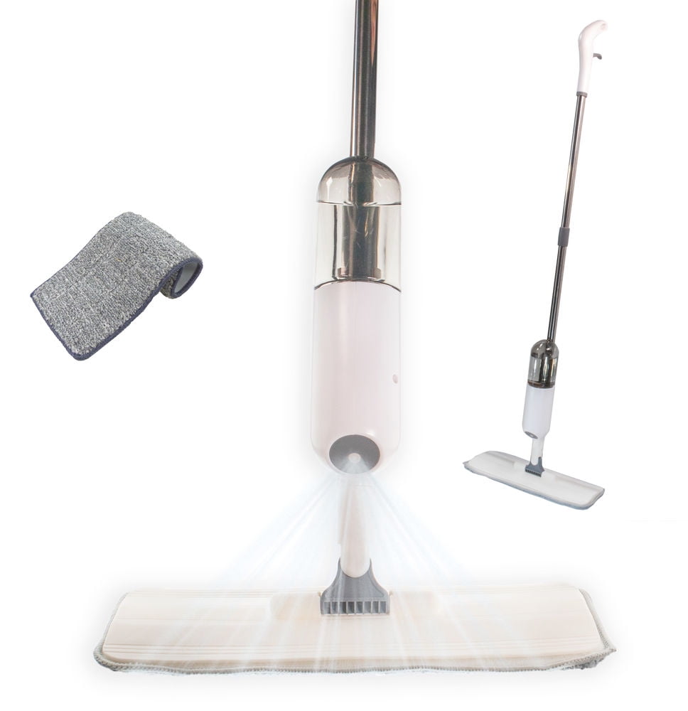 Spray Mop Reusable Microfiber Pads 360 Degree Metal Handle Home Kitchen Laminate