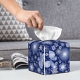 thumbnail image 4 of Leather Tissue Box Cover Square - Beautiful Snowflake Butterfly Waterproof Tissue Box Holder Paper Case Organizer Dispenser for Modern Home Office Room Home Bathroom Decor, 4 of 7
