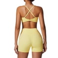 thumbnail image 4 of IDOPIP Women's 2 Piece Yoga Sets with Seamless Sports Bra and High Waist Shorts for Workout & Gym S Yellow, 4 of 9
