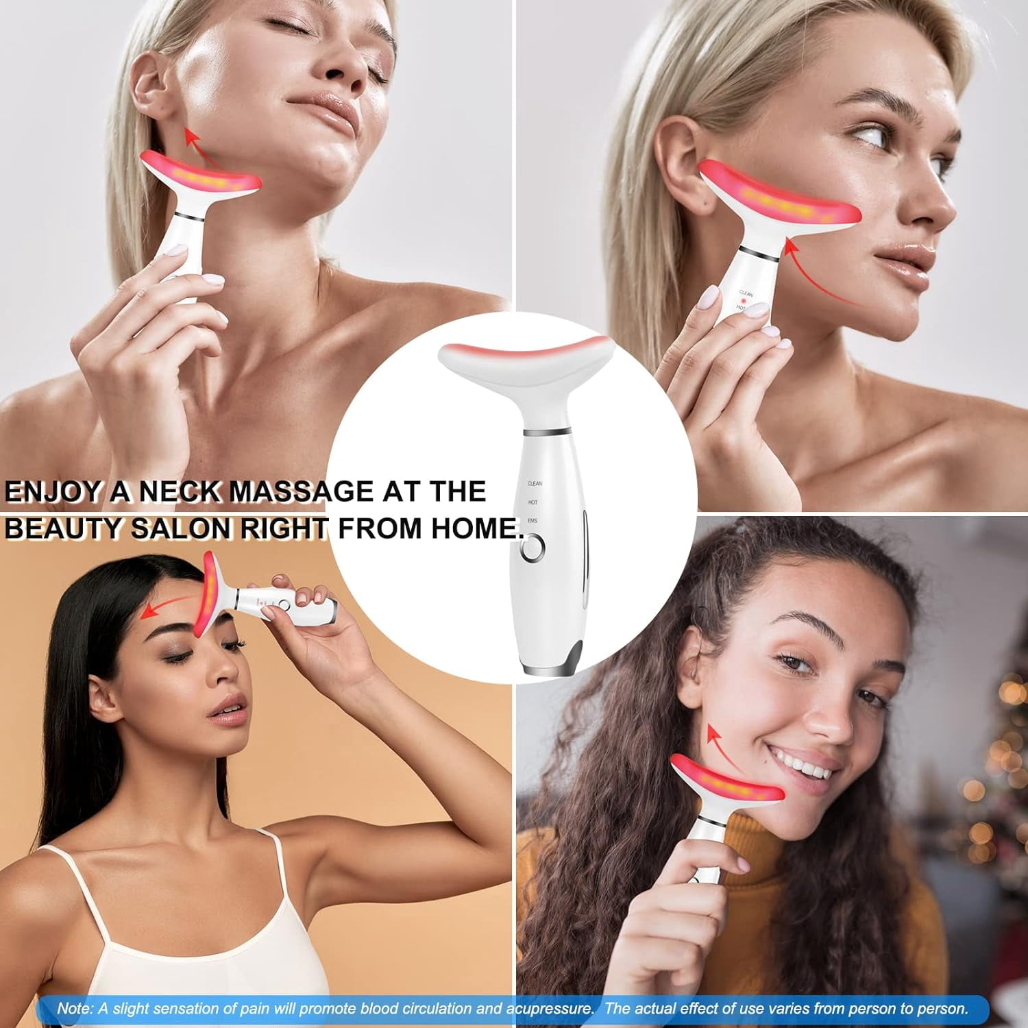 QD-Gotrays Led Therapy Facial Neck Lifting Messager, Face Lifting Device Red Light Therapy Face Massager Electric 3 Modes High Frequency Vibration EMS Heating Wrinkle Remove Anti-Aging