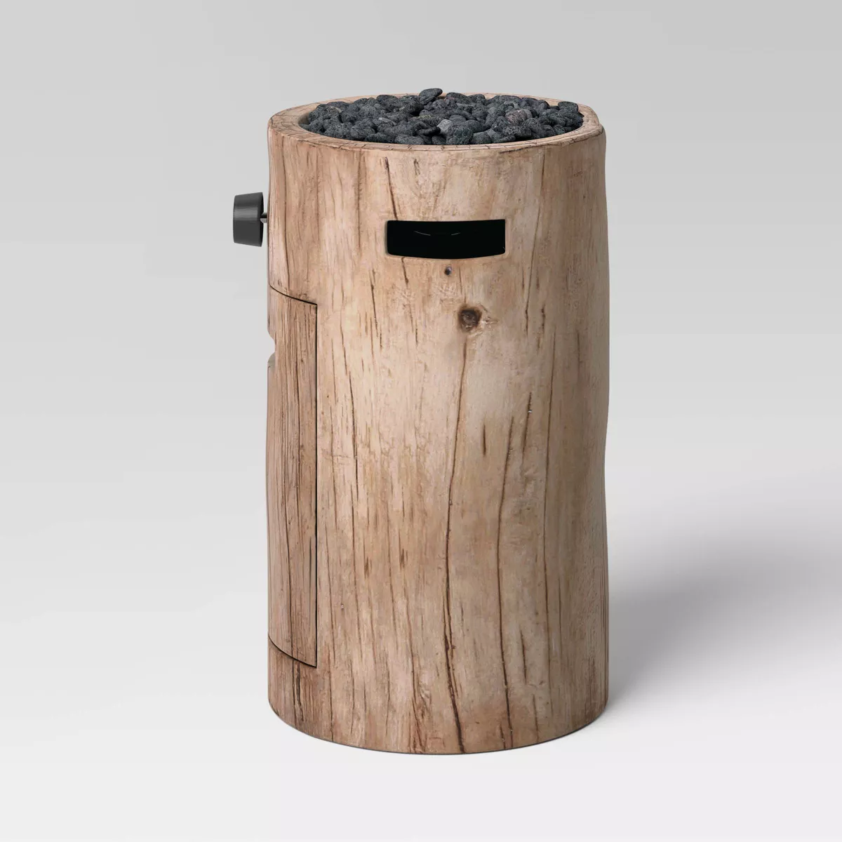 Fire Pit Weather/Natural Finish Small LP Round Outdoor Fire Column Natural Heat-Resistant, No Assembly, Lava Rock Included