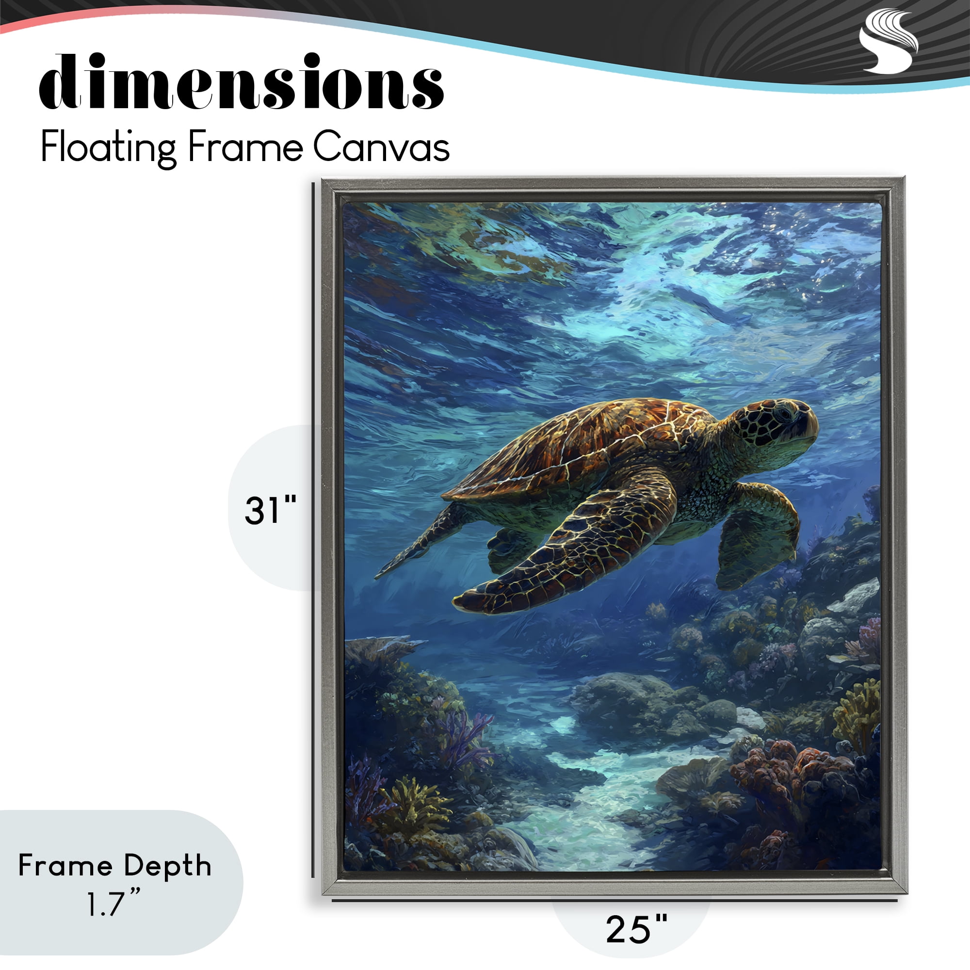 Stupell Industries Oceanic Adventurer Tortoise Gray Framed Floater Canvas Wall Art, design by Franklyn Gregory