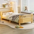 thumbnail image 3 of Bellemave Twin XL Montessori Bed with Fence, Wooden Low Platform Bed Frame with Detachable Side Bed Rails and Rounded Corner Design, Multiple Usage Methods Bed, No Box Spring Needed（Natural）, 3 of 8