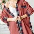 thumbnail image 4 of Herrnalise Womens Shackets Waffle Knit Casual Jackets Button Down Flannel Shirts Trendy Tops Fall Clothes 2024 Fashion Outfits Hot Pink,M, 4 of 4