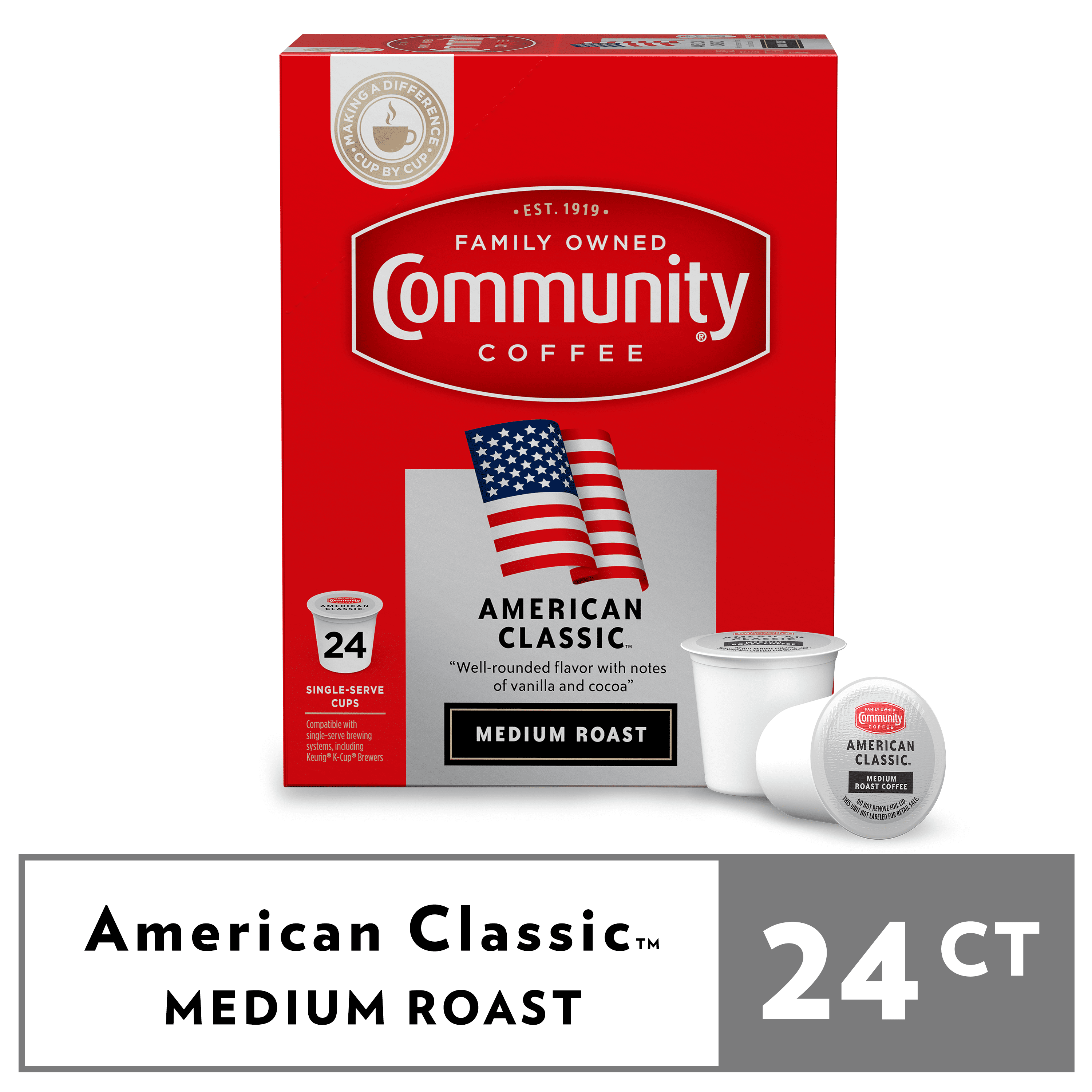 Community Coffee American Classic Medium Roast Keurig Coffee Pods, 24 Ct