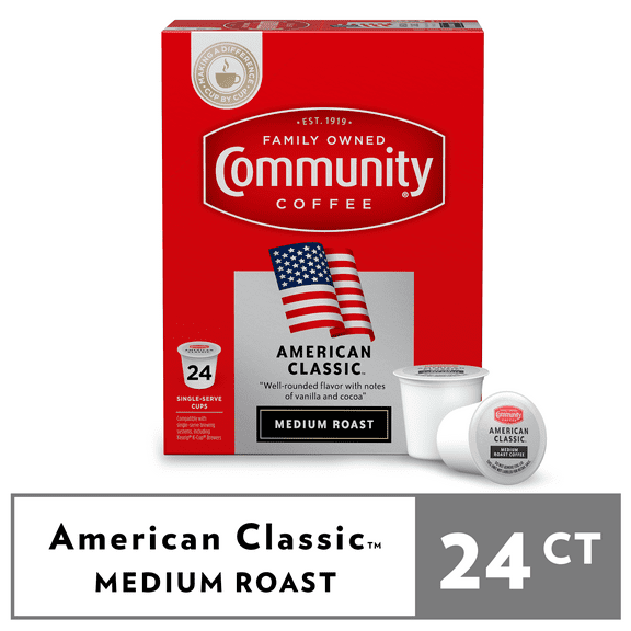 Community Coffee American Classic Single-Serve Coffee Pods, Medium Roast, 24 Count Box Compatible with Keurig 2.0 K-Cup Brewers