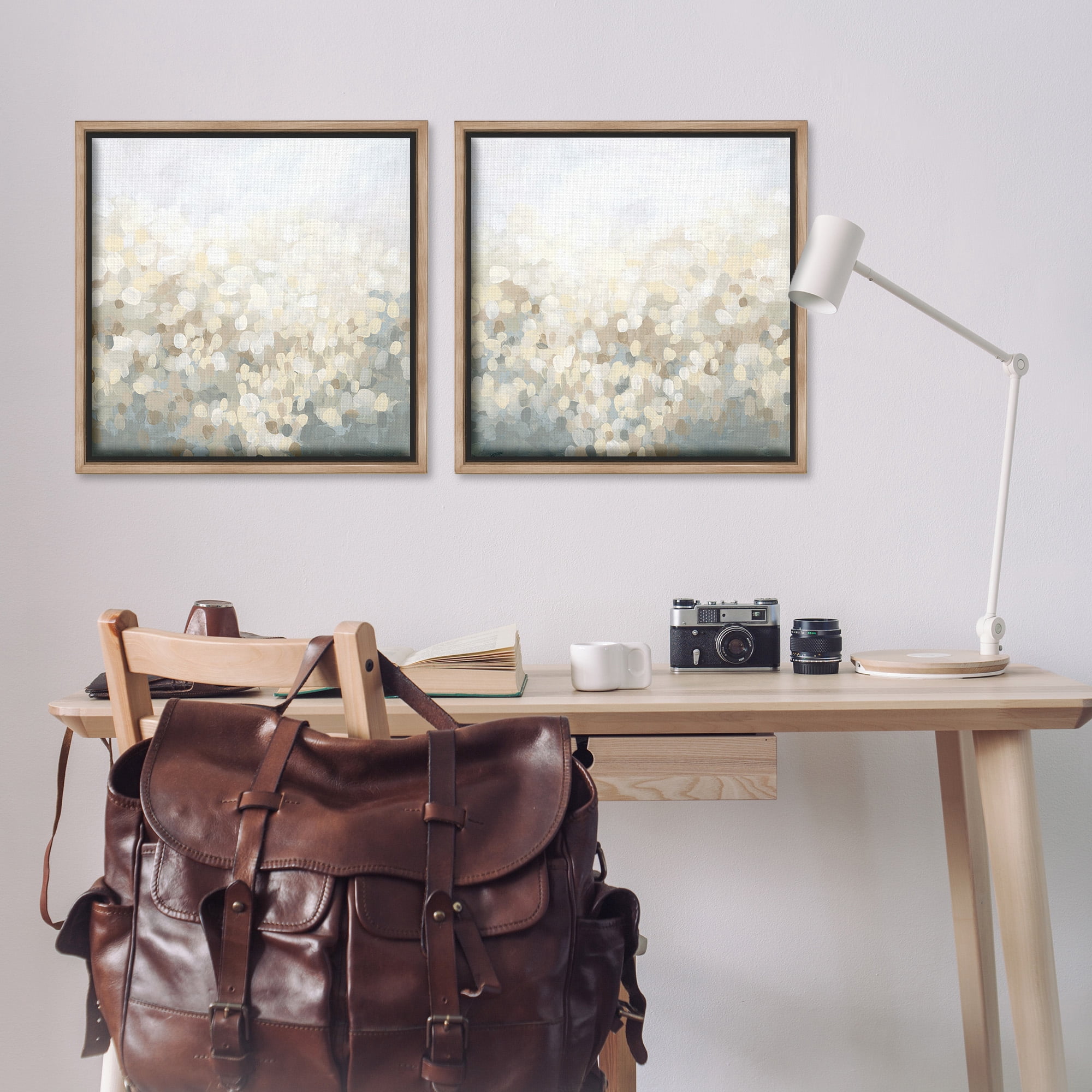 Stupell Industries Subtle Speckled Landscape Abstract Painting Brown Floater Framed Canvas Art Print Wall Art, 25 x 25, Set of 2