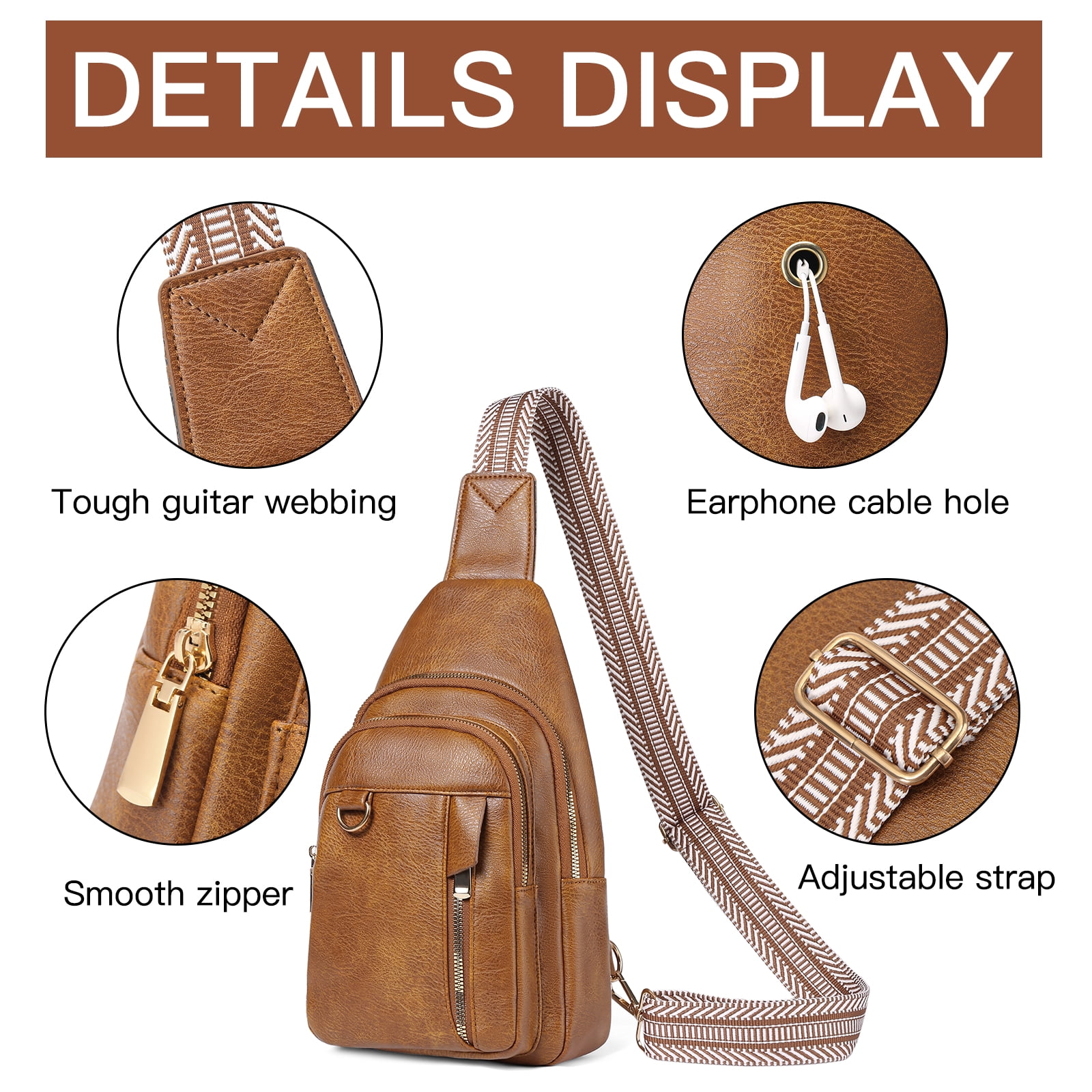 GAEKEAO Sling Bag for Women Crossbody Bags Fanny Pack Vegan Leather Chest Bag Travel Shoulder Belt Purse Backpack Gifts