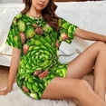 thumbnail image 4 of Balery Cactus And Succulents Conjunto de Pijama para Mujer con Estampado, Dos Piezas de Manga Corta y Shorts, Ropa de Dormir Suave con Cuello Redondo y Bolsillos-Small, 4 of 6