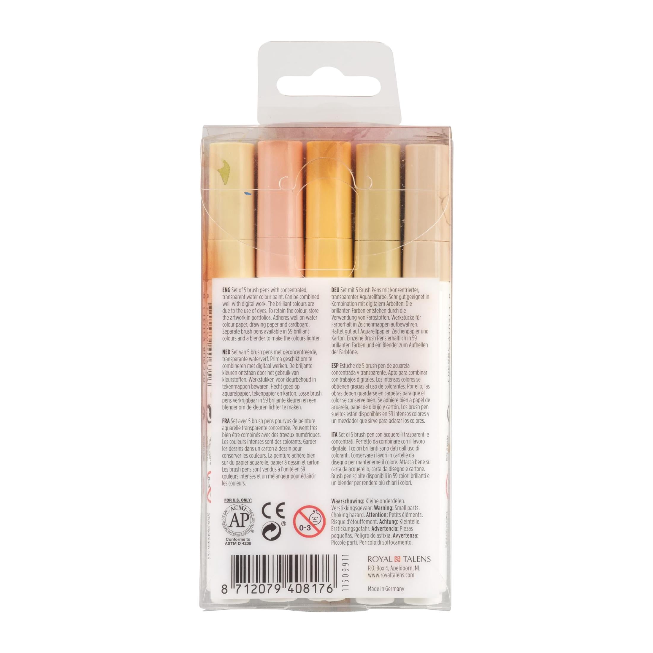 Ecoline Liquid Watercolor Brush Pen, Set of 5 - Beige Pink (11509911)